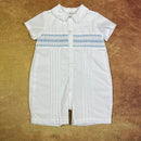 Sarah Louise Romper White Blue 012717