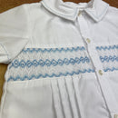 Sarah Louise Romper White Blue 012717