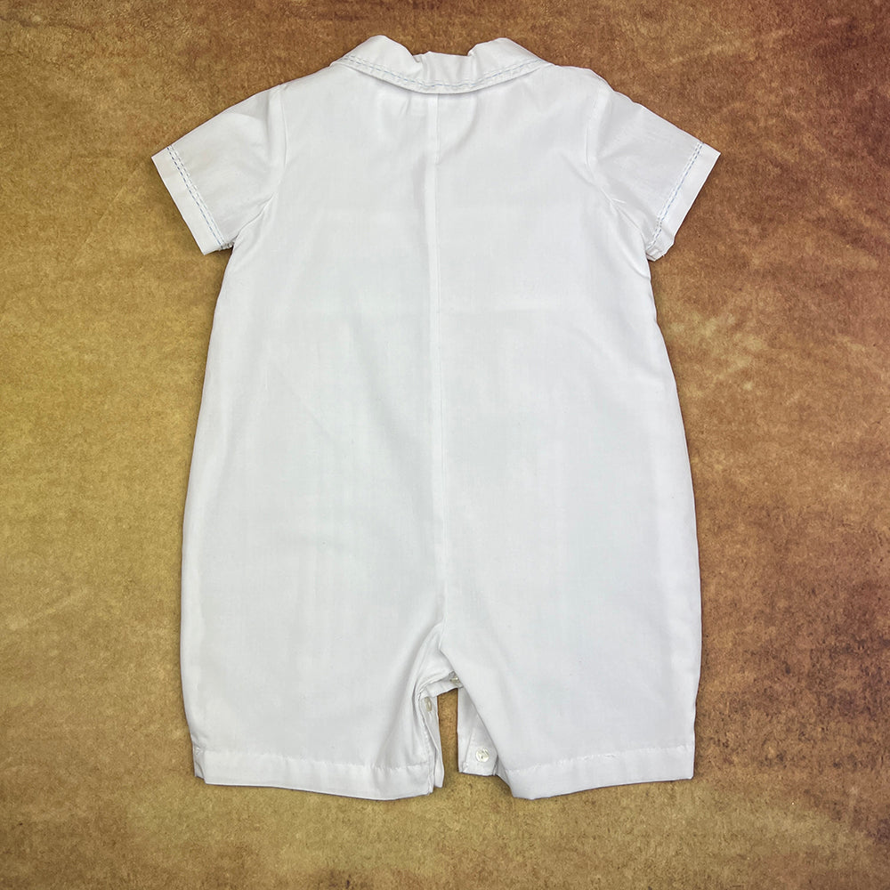 Sarah Louise Romper White Blue 012717