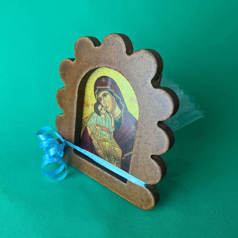 Virgin Mary Baby Jesus Icon Favour Bonboniere Blue