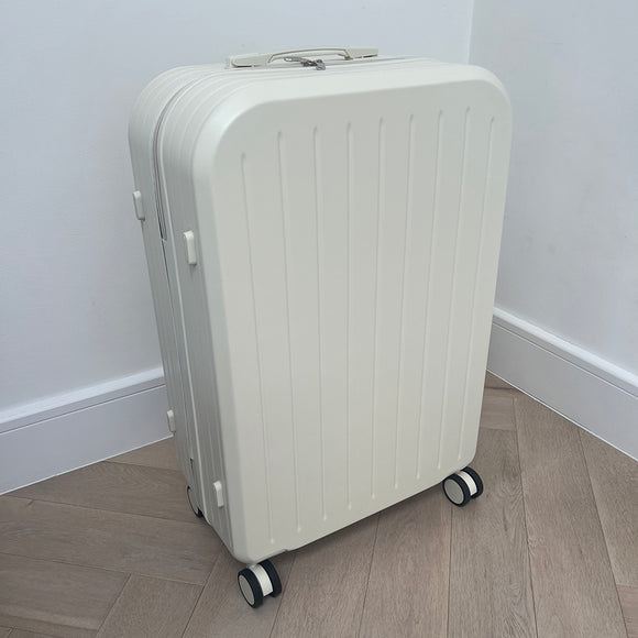 White Large Checked Suitcase