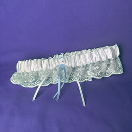 White Wedding Bridal Garter With Something Blue