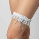 White Wedding Bridal Garter With Something Blue