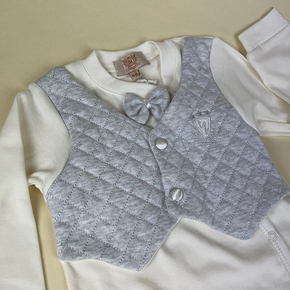 Caramello Baby Grow Set 0850090 White Grey Detail