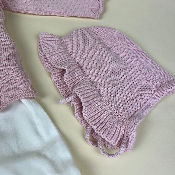 Caramello Baby Grow Set 10479004 White Pink Bonnet