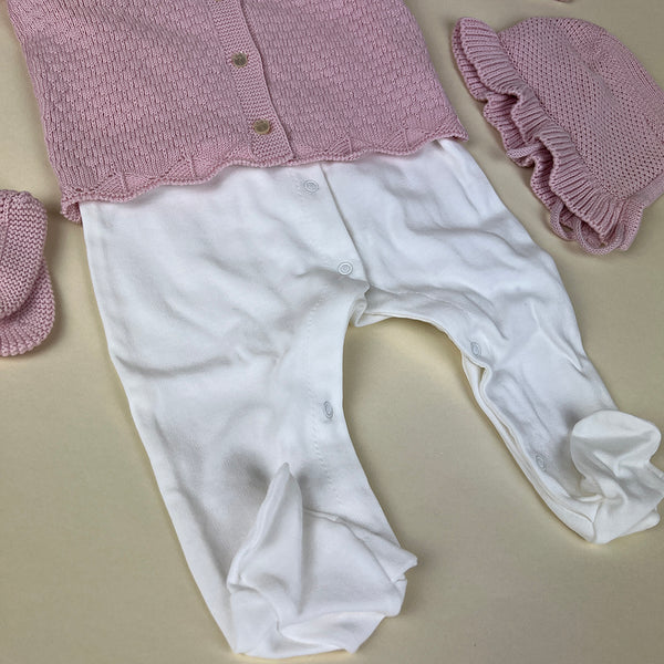 Caramello Baby Grow Set 10479004 White Pink Detail