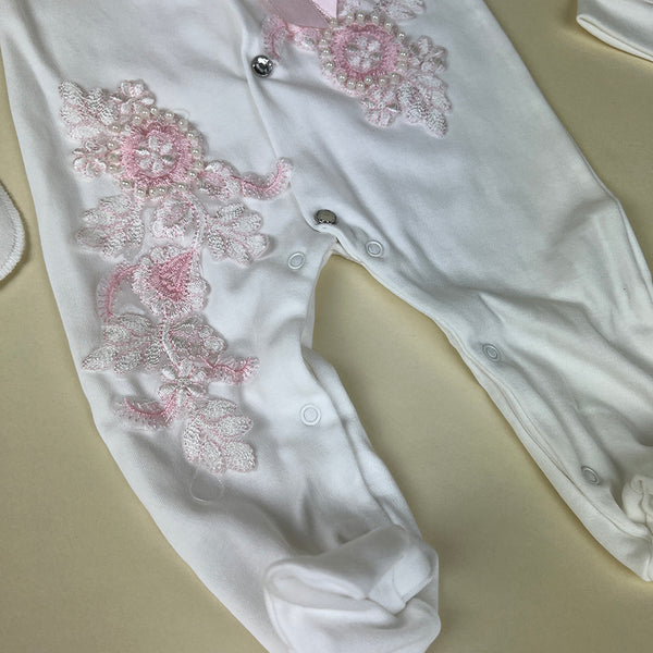 Couche Tot Baby Grow CT405 Ivory Pink Detail