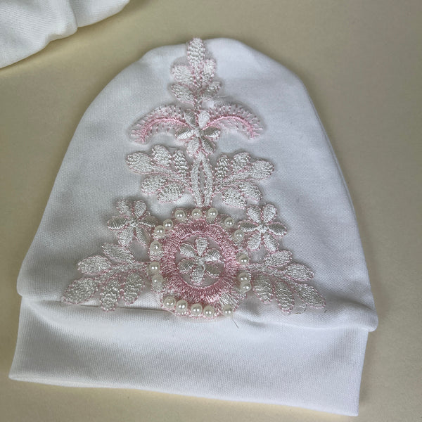 Couche Tot Baby Grow CT405 Ivory Pink Hat