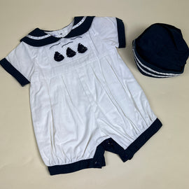 Couche Tot Romper Set D308 White Navy