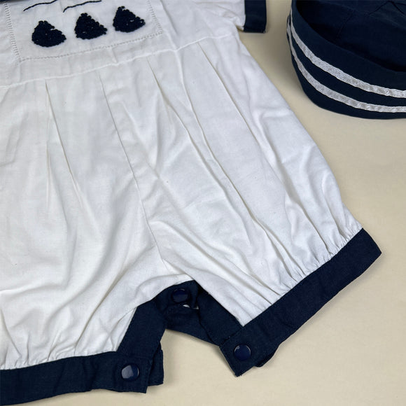 Couche Tot Romper Set D308 White Navy