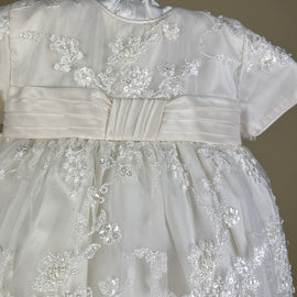 DE4241B Delicate Elegance Christening Dress Top Detail