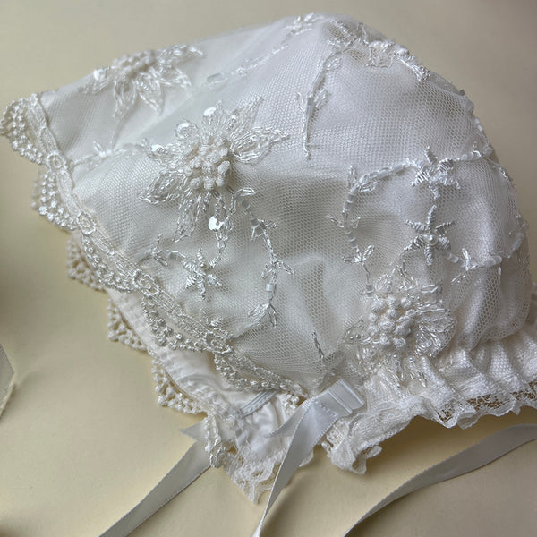 DE4246 Delicate Elegance Christening Gown Bonnet