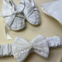 DE4266 Delecate Elegance Christening Gown Shoes and Hairband