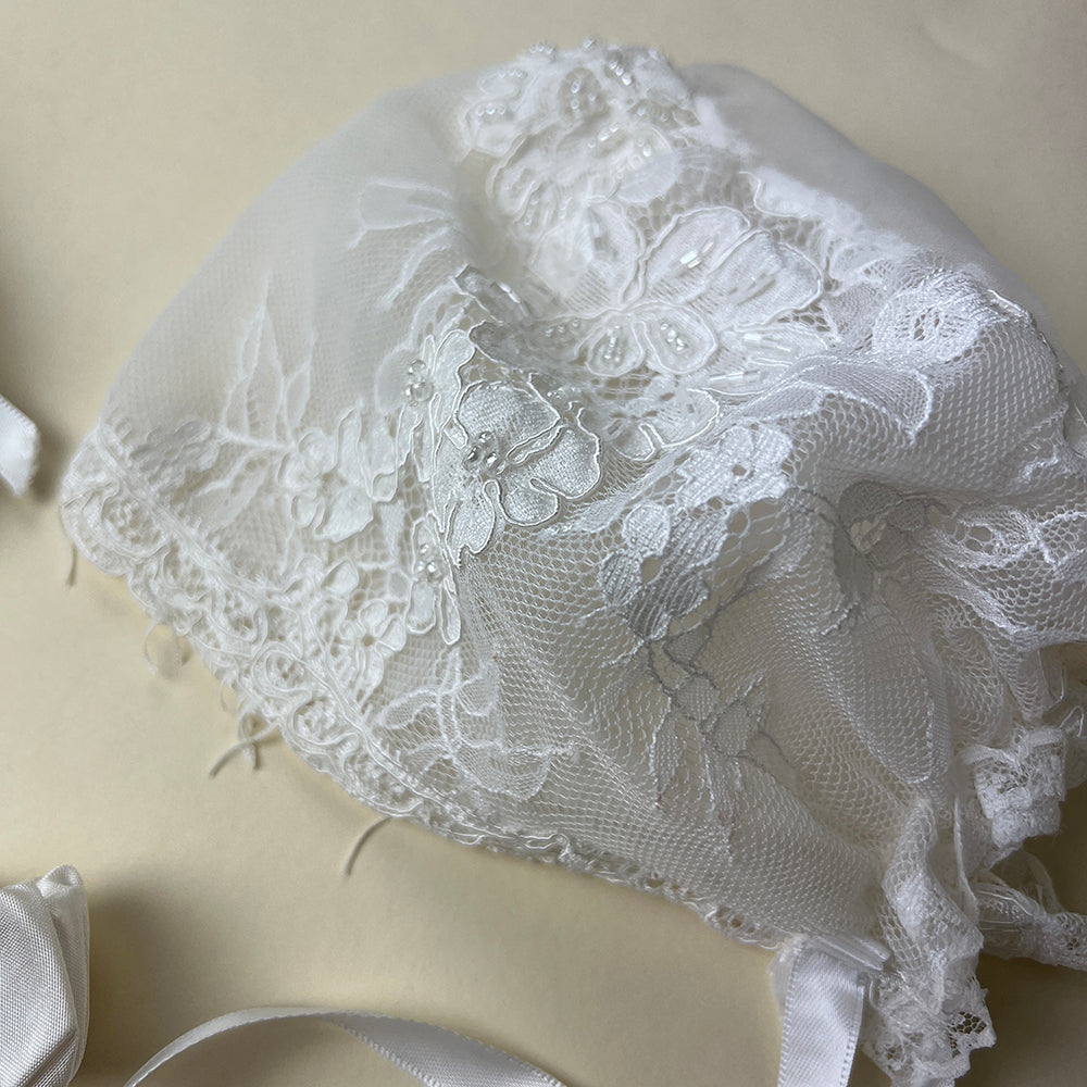 DE4295_02 Delicate Elegance Christening Dress Bonnet