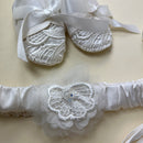 DE4301 Delicate Elegance Christening Dress Shoes and Hairband