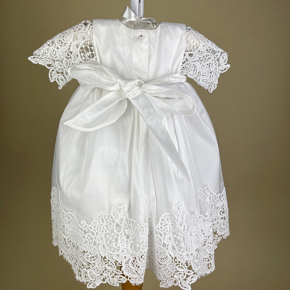 DE4309D Delicate Elegance Christening Dress White Back