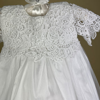 DE4309D Delicate Elegance Christening Dress White Top Detail