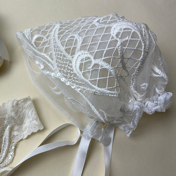 DE4316D Delicate Elegance Christening Dress Bonnet
