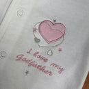 Dandelion Baby Grow AV1216GF White Pink Godfather Zoom