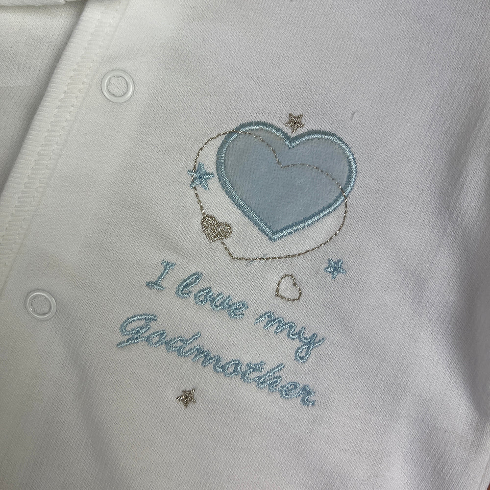 Dandelion Baby Grow AV1216GM White Blue Godmother Zoom