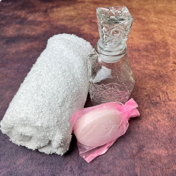 Greek Orthodox Classic Oil Bottle Soap Towel Pink
