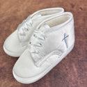 KBBCRS Boys Christening Shoes Blue White Personalised