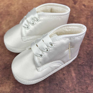KBBCRS Boys Christening Shoes Blue Ivory Personalised
