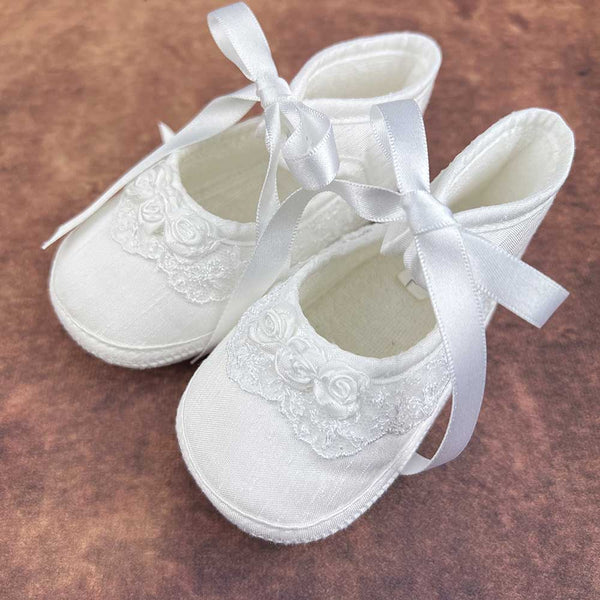 KG3RB Girls Christening Shoes White Personalised