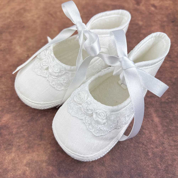 KG3RB Girls Christening Shoes White