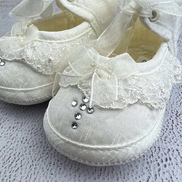 KGLDCRF Girls Christening Shoes Ivory Zoom