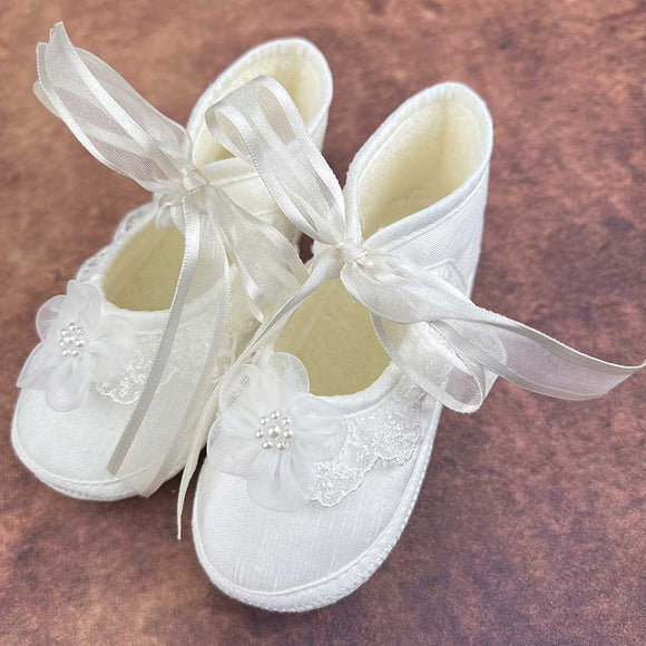 KGPFB Girls Christening Shoes Ivory