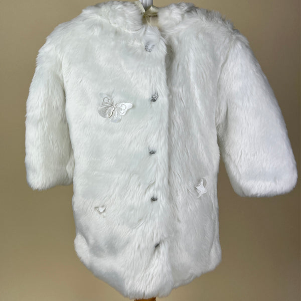 Little Darlings Girls Faux Fur Coat 2023 White