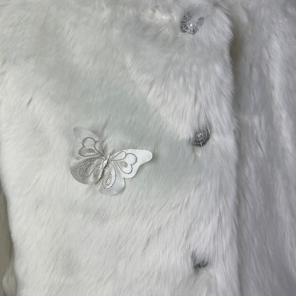 Little Darlings Girls Faux Fur Coat 2023 White Detail
