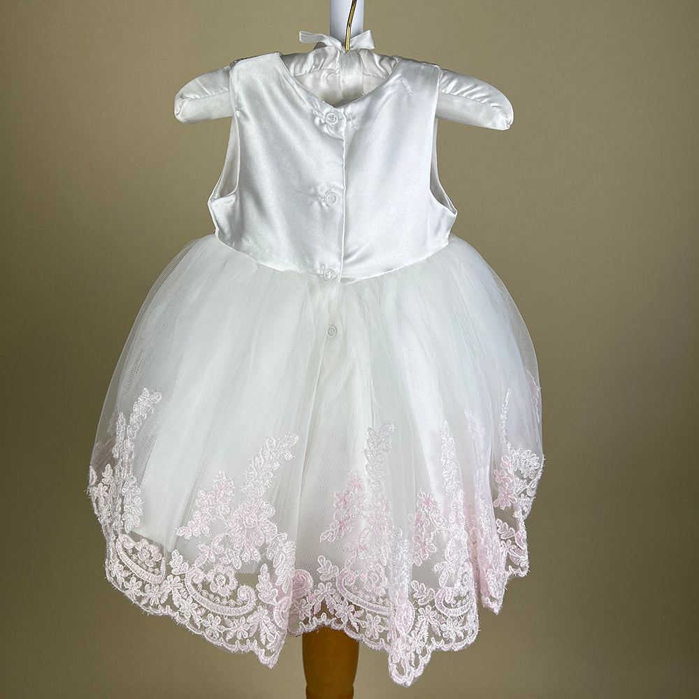 Party Dress Beau Kid 05015 White Pink Back