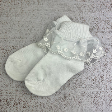 Cherry Lace S4690 Girls Socks White