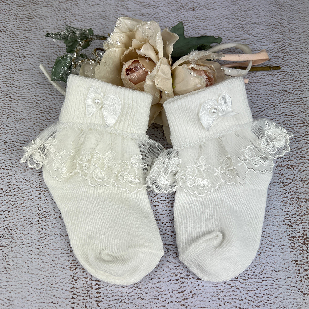 New Cherry Girls Socks S5223 Ivory