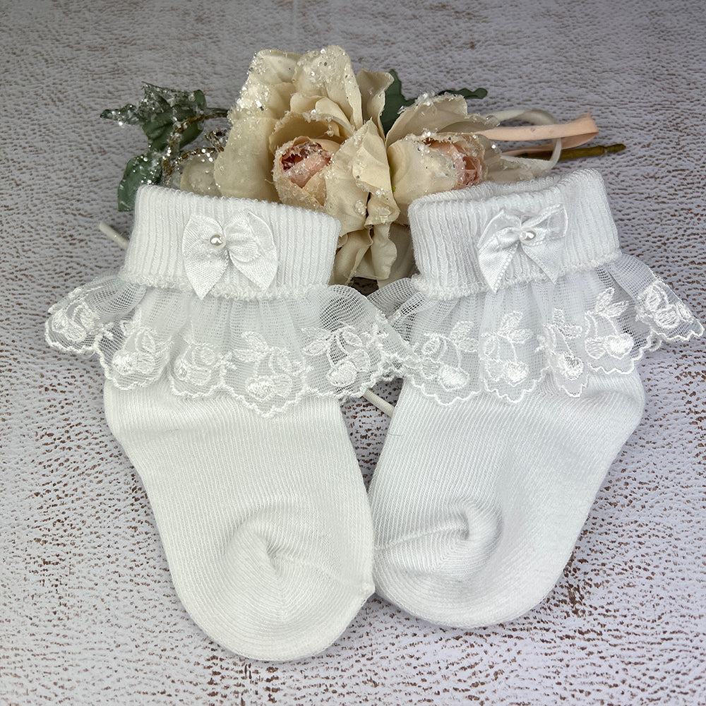 New Cherry Girls Socks S5223 White