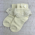 Poppy Lace S5224 Girls Socks Ivory