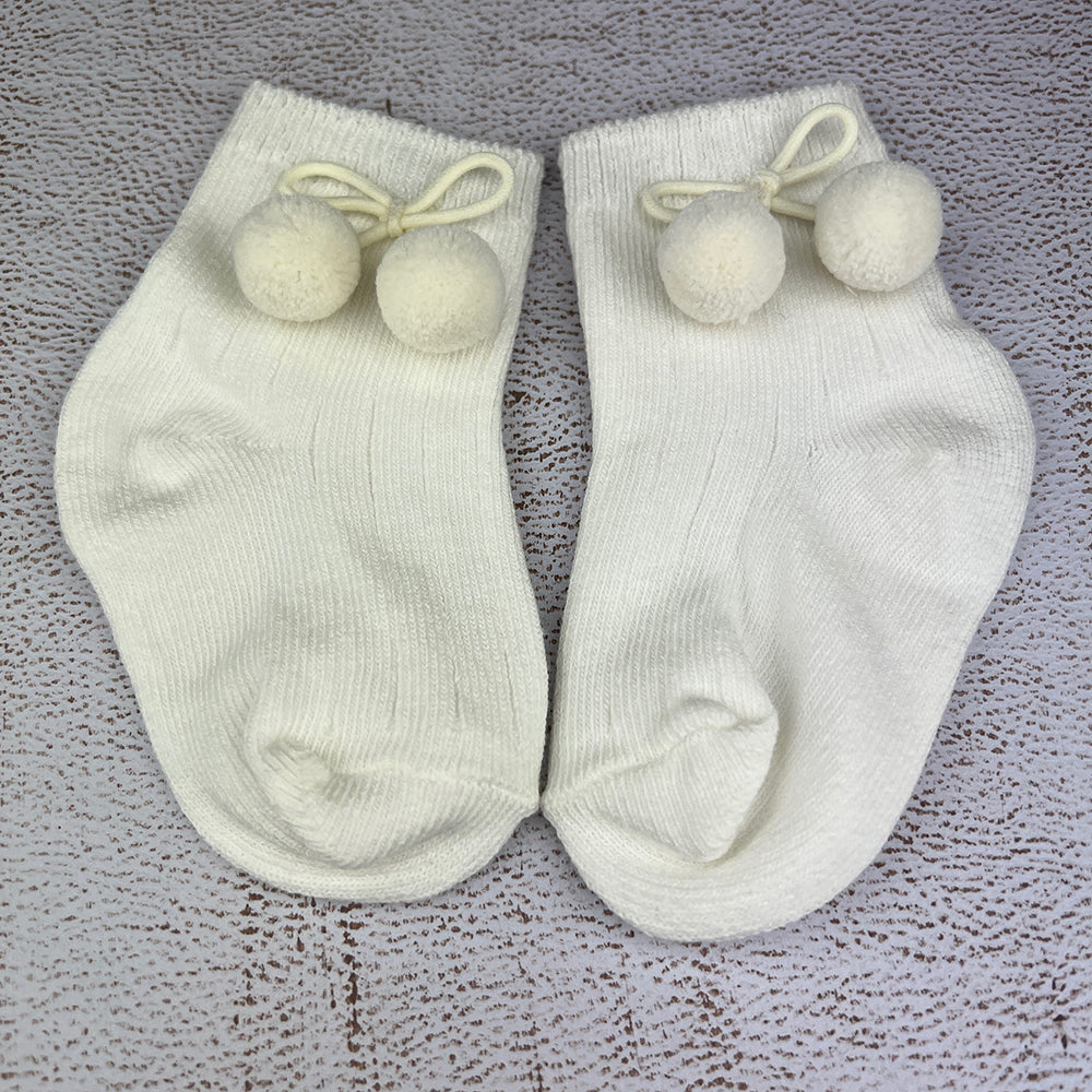 Polka Ankle Unisex Socks S5264 Ivory