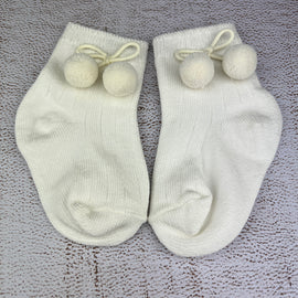 Polka Ankle Unisex Socks S5264 Ivory