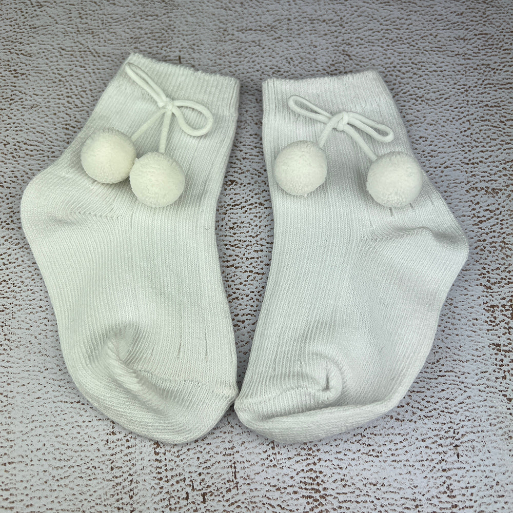 Polka Ankle Unisex Socks S5264 White