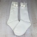 Polka Knee High Unisex Socks S5264 White