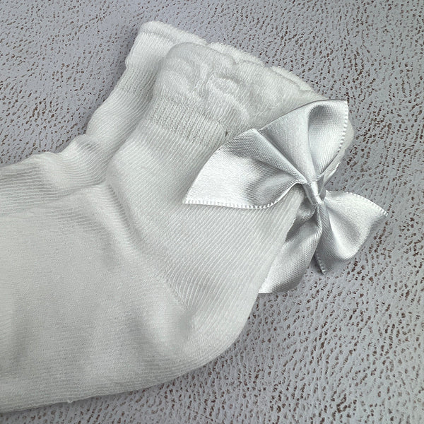 Ribbon S5266 Girls Socks White Zoom