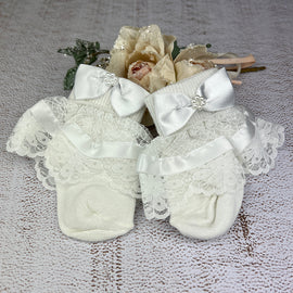 Mimi Lace Girls Socks S6269 Ivory