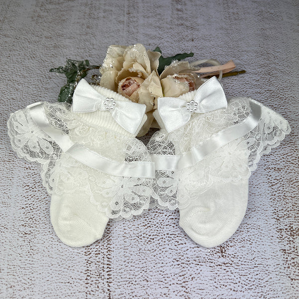 Mimi Lace Girls Socks S6269 White