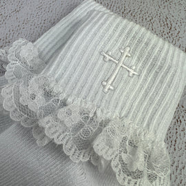 S5271 Girls Christening Socks With Cross White Zoom