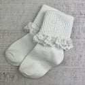 S5271 Girls Christening Socks With Cross White