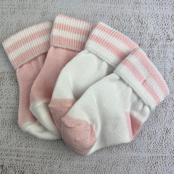 S5281 Venice Girls Socks Pink and White 2Pack