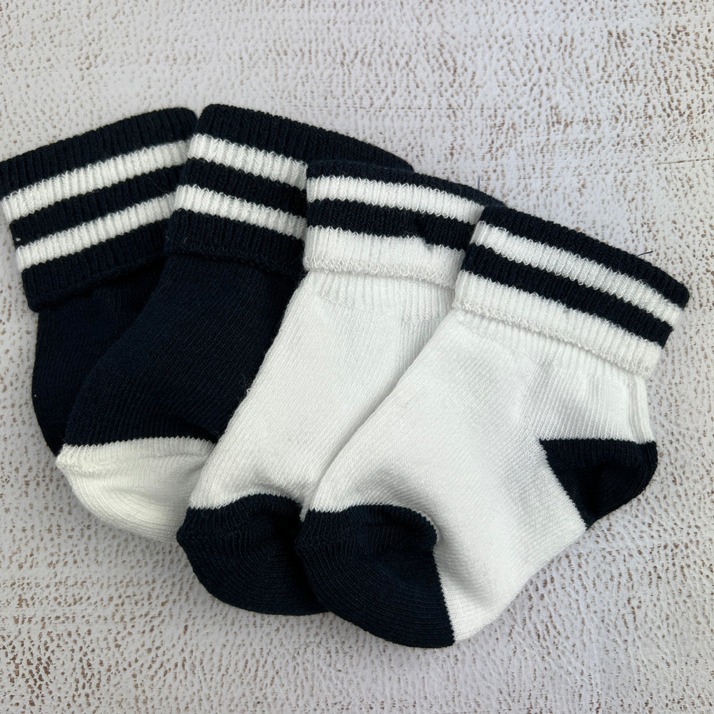 S5281 Venice Unisex Socks Navy and White 2Pack