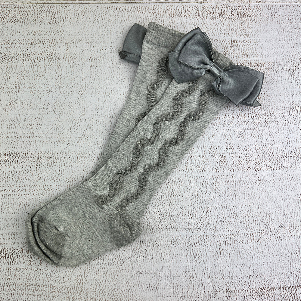 S5429 Girls Knee High Socks Grey